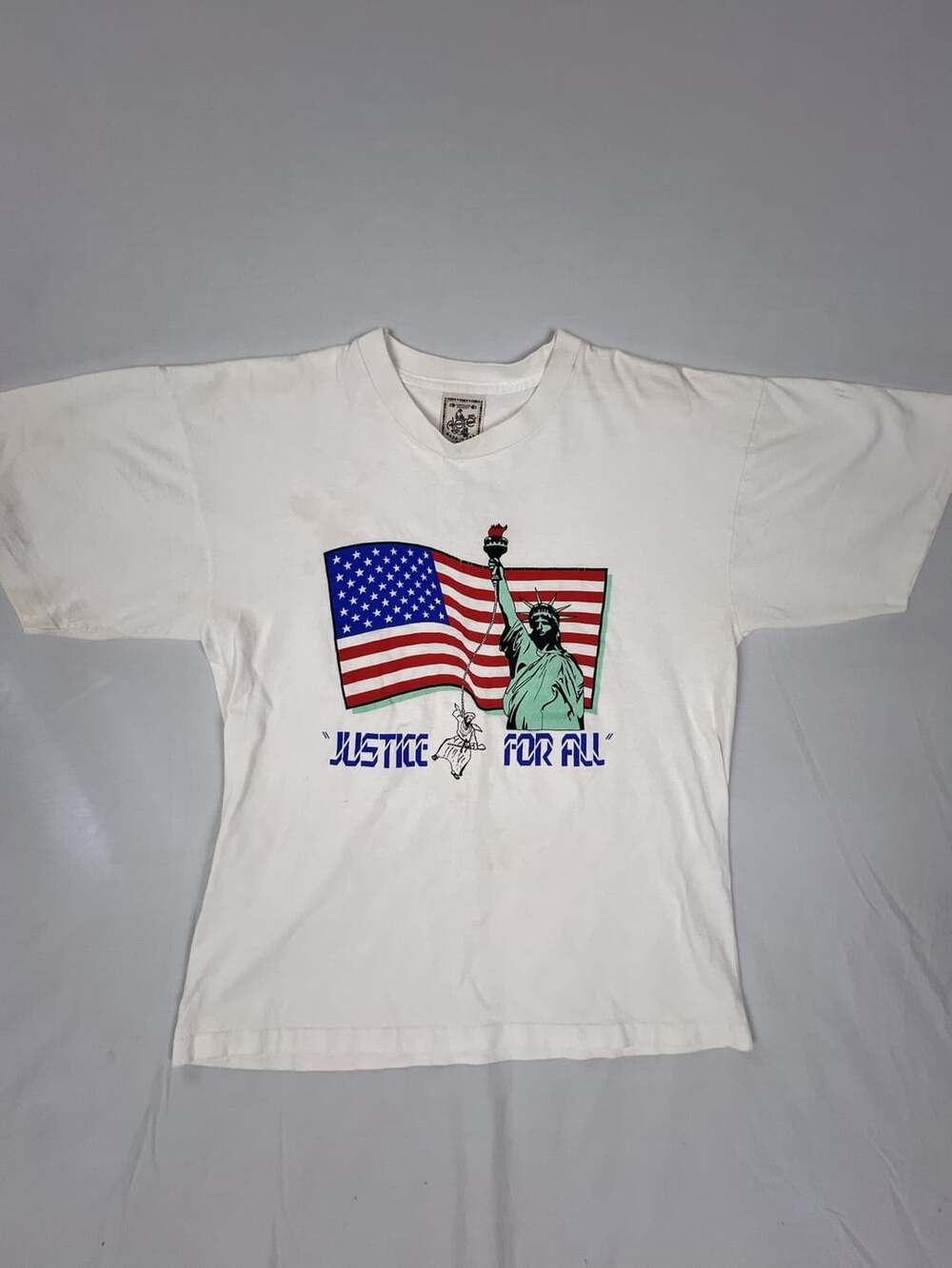 Alore Justice For All T-Shirt Size L White Vintage